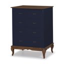Ver imagem 1 de Cômoda Clássica com 4 Gavetas Pés Luis Xv 60400 Linz Móveis - Azul Petróleo/imbuia Glazer