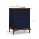 Ver imagem 4 de Cômoda Clássica com 4 Gavetas Pés Luis Xv 60400 Linz Móveis - Azul Petróleo/imbuia Glazer