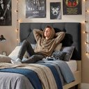 Ver imagem 5 de Cabeceira Painel Estofada Paris Suede Preto Solteiro 90cm para Cama Box
