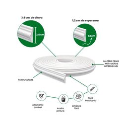 Boiserie Rodameio de EVA Autocolante RM61 3,8cm Branco 2,5 metros - 2