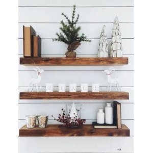 Kit 3 Prateleiras Suporte Invisível Madeira Maciça 45x15