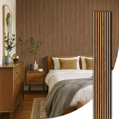 Painel Ripado Acústico Madeira Natural Ikara - 270x32cm