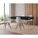Ver imagem 1 de Mesa Jantar Industrial Retangular Filadélfia Preta 137x90cm Base Ferro Branco com 4 Cadeiras Brancas