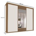 Ver imagem 4 de Guarda Roupa Casal 250cm 3 Portas Correr 1 Espelho Doratto F08 Freijó/off White - Mpozenato