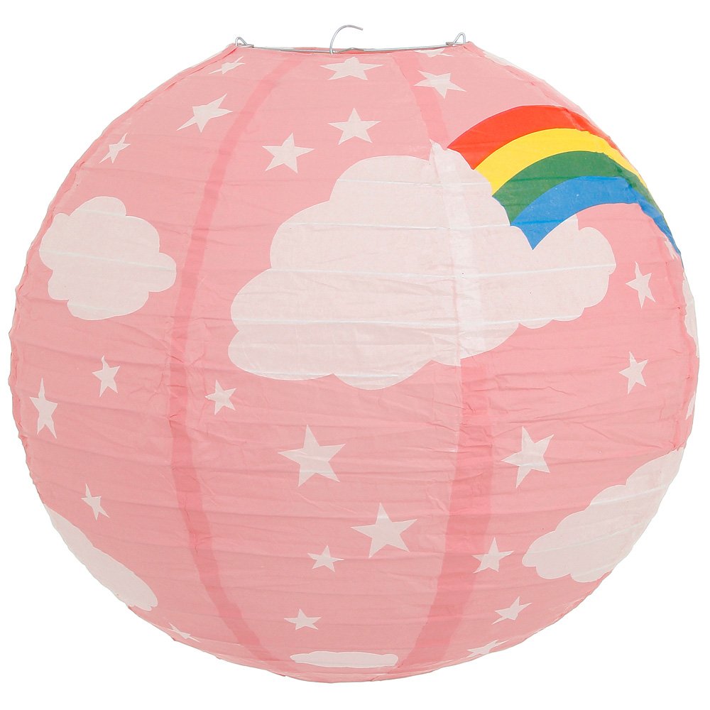 Luminária Japonesa Papel 40 cm Rosa Arco Iris MadeiraMadeira