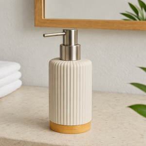 Porta Sabonete Banheiro Poliresina 250ml 19x13x7cm C\bambu (bege)