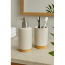 Ver imagem 4 de Porta Sabonete Banheiro Poliresina 250ml 19x13x7cm C\bambu (bege)