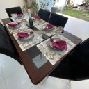 Ver imagem 4 de Kit 8 Serviços Americanos Jacquard Floral Cinza - 35 x 45cm