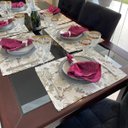 Ver imagem 3 de Kit 8 Serviços Americanos Jacquard Floral Cinza - 35 x 45cm