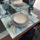 Ver imagem 2 de Kit 8 Serviços Americanos Jacquard Ramos Azul - 35 x 45cm