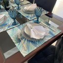 Ver imagem 3 de Kit 8 Serviços Americanos Jacquard Ramos Azul - 35 x 45cm