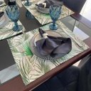 Ver imagem 3 de Kit 8 Serviços Americanos Jacquard Ramos Verde - 35 x 45cm