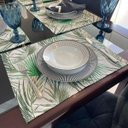 Ver imagem 2 de Kit 10 Serviços Americanos Jacquard Ramos Verde - 35x45cm