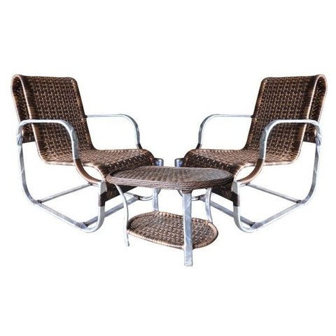 Conjunto de Poltronas Fibra Sintética Sena - 2 Poltronas + 1 Mesa Centro