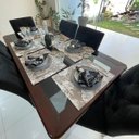 Ver imagem 5 de Kit 6 Guardanapos em Jacquard Luxo Medalhão Preto e Prata 40x40cm