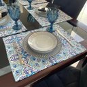 Ver imagem 2 de Kit 8 Serviços Americanos Jacquard Azulejo Azul Português - 35 x 45cm