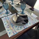 Ver imagem 3 de Kit 8 Serviços Americanos Jacquard Azulejo Azul Português - 35 x 45cm