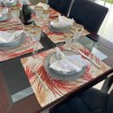 Ver imagem 4 de Kit 8 Serviços Americanos Jacquard Ramos Vermelho - 35 x 45cm