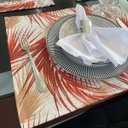 Ver imagem 3 de Kit 8 Serviços Americanos Jacquard Ramos Vermelho - 35 x 45cm