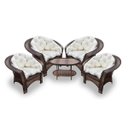 Ver imagem 1 de Conjunto de Poltronas Fibra Sintética 19 - 4 Poltronas + 1 Mesa Centro - Tecido Duna Cru