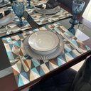Ver imagem 2 de Kit 10 Serviços Americanos Geométrico Azul e Marrom Impermeável - 35x45cm