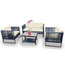 Ver imagem 1 de Conjunto de Sofá Bahamas Corda Náutica - 1 Sofá + 2 Poltronas + Mesa Centro - Tecido Duna Cru