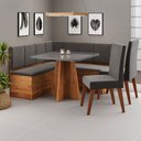 Ver imagem 1 de Canto Alemão Gourmet com 2 Cadeiras e Vidro Mel/grafite/veludo Cinza - Viero Móveis