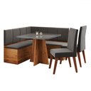 Ver imagem 2 de Canto Alemão Gourmet com 2 Cadeiras e Vidro Mel/grafite/veludo Cinza - Viero Móveis