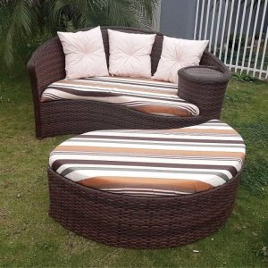 Chaise Orbit com Puff -Tecido Acapulco Marrom