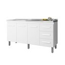Ver imagem 2 de Balcão Gabinete para Pia Dana 148cm 03 Portas 03 Gavetas sem Tampo Branco - Desk Design