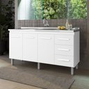 Ver imagem 1 de Balcão Gabinete para Pia Dana 148cm 03 Portas 03 Gavetas sem Tampo Branco - Desk Design