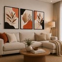 Ver imagem 1 de Kit 3 Quadros Decorativos Abstratos A3 Moldura Preta Sala:Preto