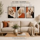 Ver imagem 2 de Kit 3 Quadros Decorativos Abstratos A3 Moldura Preta Sala:Preto