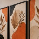 Ver imagem 4 de Kit 3 Quadros Decorativos Abstratos A3 Moldura Preta Sala:Preto