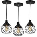 Ver imagem 1 de Kit 3 Lustres Pendente Esfera Aramado Preto 15cm