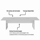 Ver imagem 4 de Mesa de Reunião Retangular 2,70 m X 0,90 m Tampo Bipartido Pés Quadro Bordas Chanfradas e 2 Caixas