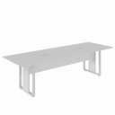 Ver imagem 2 de Mesa de Reunião Retangular 2,70 m X 0,90 m Tampo Bipartido Pés Quadro Bordas Chanfradas e 2 Caixas