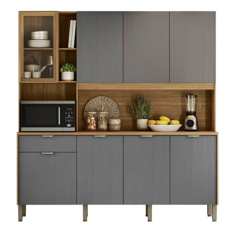Armário de Cozinha Compacta 8 Portas 4 Nichos Namastê