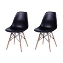 Ver imagem 5 de Mesa de Jantar Eames Eiffel Redonda 90cm Tampo de Madeira Amêndoa com 2 Cadeiras Pretas