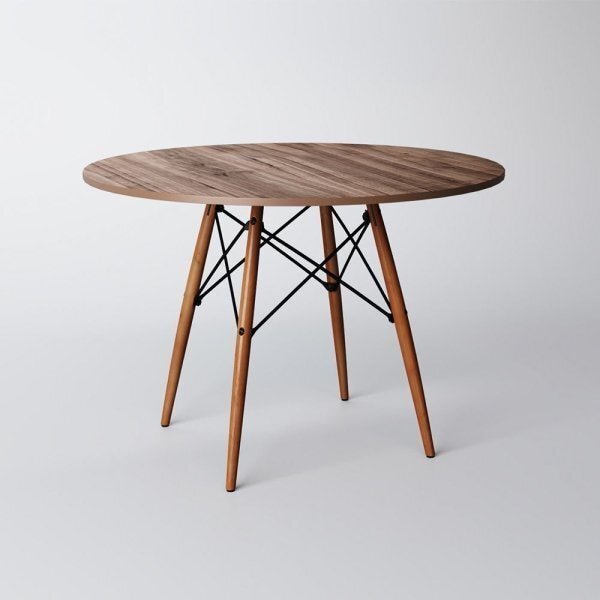 Conjunto de Mesa de Jantar Eames Eiffel Redonda 90cm Tampo de Madeira Amêndoa com 2 Cadeiras Pretas - 2