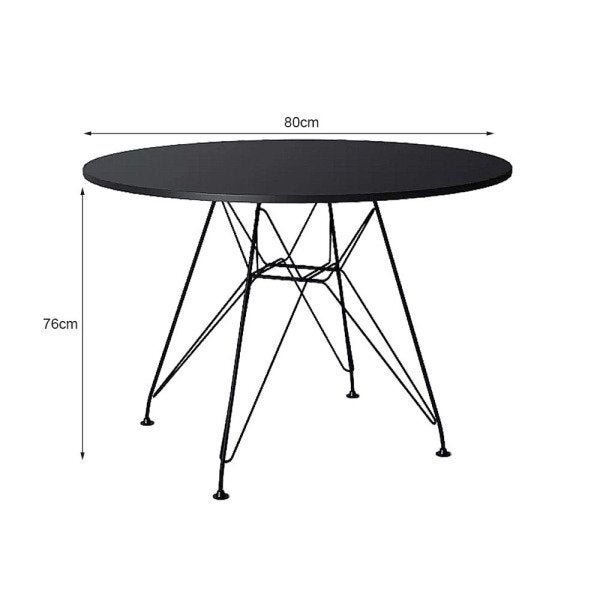 Mesa de Jantar Eames Eiffel 80cm Tampo Redondo Preto Base de Ferro - 2