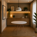 Ver imagem 1 de Mesa de Jantar Eames Eiffel 80cm Tampo Redondo Branco Base de Cobre