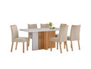 Ver imagem 1 de Conjunto Sala de Jantar Mesa Astrid 160 Tampo Vidro Maxi Off com 6 Cadeiras Téssera - Lopas Amendoa