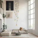 Ver imagem 1 de Lustre para Sala Pratic 16 Lâmpadas Dourado Pé Direito Alto