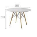 Ver imagem 3 de Mesa Eames Eiffel Wood Tampo de Madeira 110cm Branco