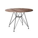 Ver imagem 2 de Mesa Sala e Jantar Eiffel Redonda 110cm Tampo de Madeira Amêndoa com Base de Ferro Preto