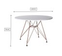 Ver imagem 3 de Mesa Sala e Jantar Eiffel Redonda 110cm Tampo de Madeira Branco com Base de Ferro Cobre