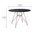 Ver imagem 3 de Mesa Sala e Jantar Eiffel Redonda 110cm Tampo de Madeira Preto com Base de Ferro Cobre
