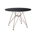Ver imagem 2 de Mesa Sala e Jantar Eiffel Redonda 110cm Tampo de Madeira Preto com Base de Ferro Cobre