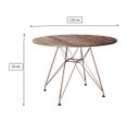Ver imagem 3 de Mesa Sala e Jantar Eiffel Redonda 110cm Tampo de Madeira Amêndoa com Base de Ferro Cobre